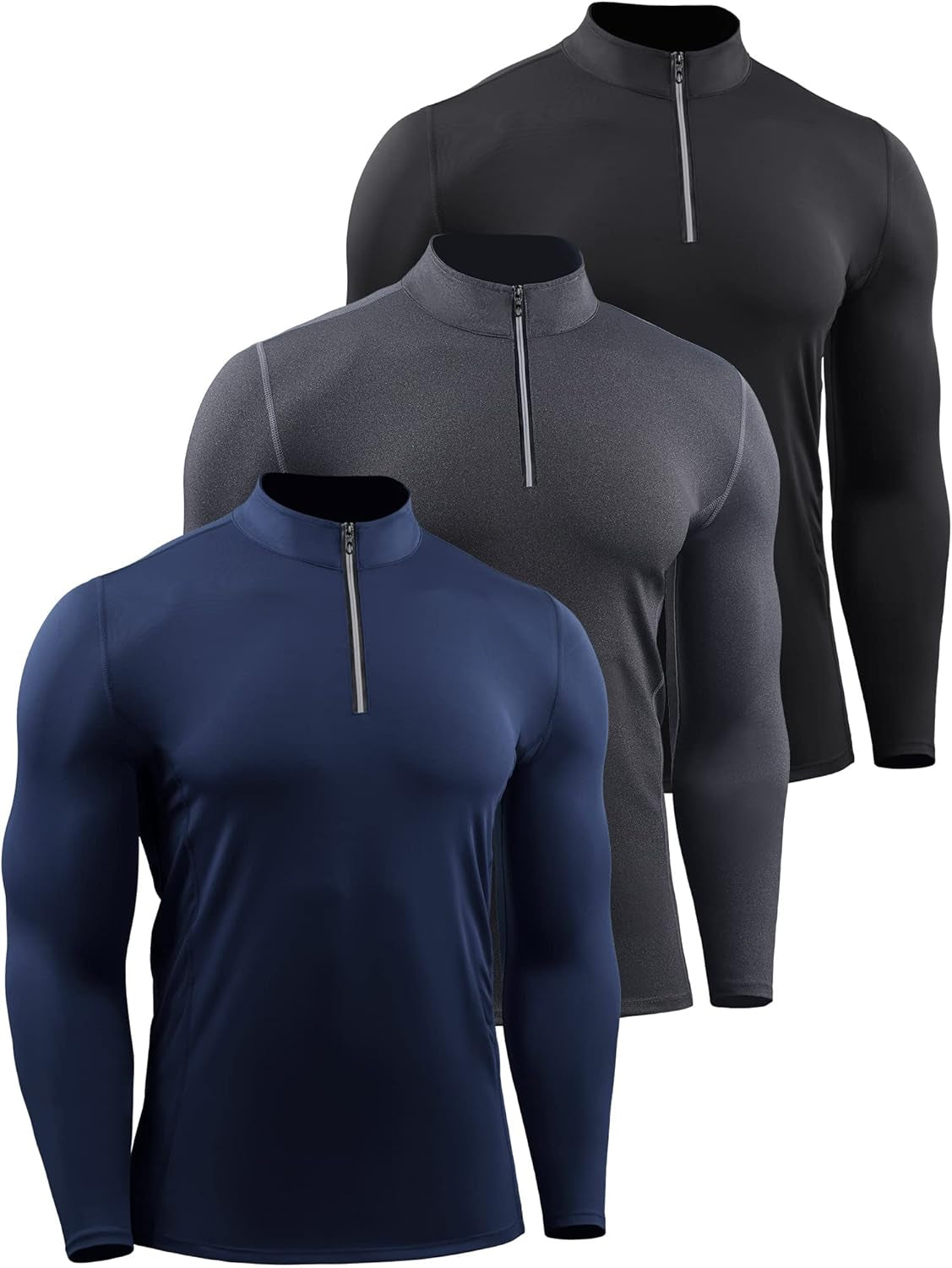 Men'S 3 Pack Athletic Compression Shirt Running Shirts