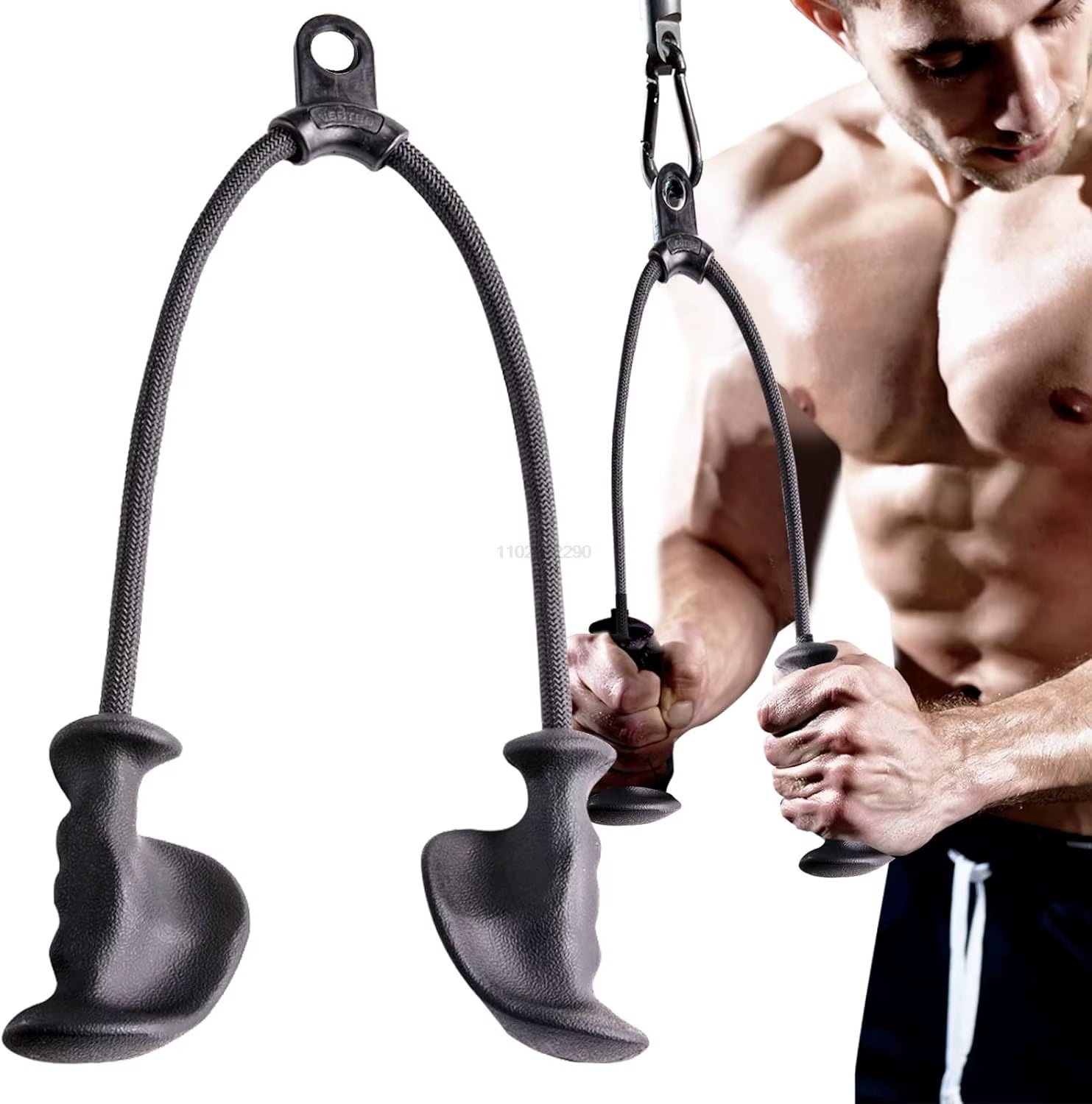 Elevate Your Workout with Our Premium Fitness Biceps & Triceps Rope Pull Down Grip Handles - Perfect for Cable Machines and Strength Training!